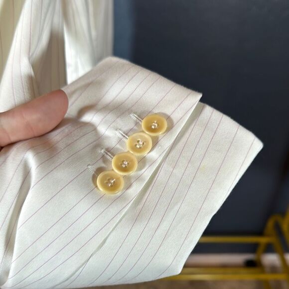 IPEKYOL Pink and cream  Pinstripe Women's Blazer - Picture 7 of 12